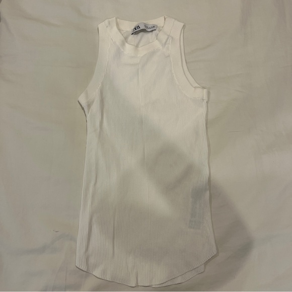 Zara Ribbed Tank Top White Women's Size Small - Picture 5 of 6